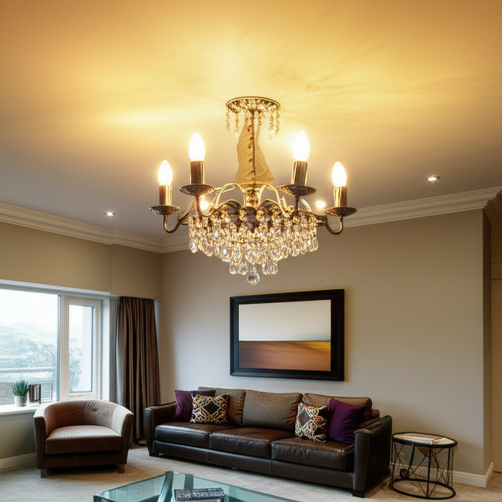 水晶吊燈安裝完成